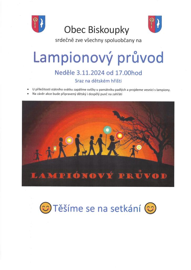 Lampionový průvod, neděle 3.11.2024 od 17:00