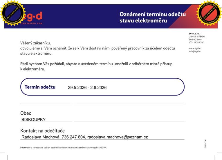 Odečty elekroměrů 